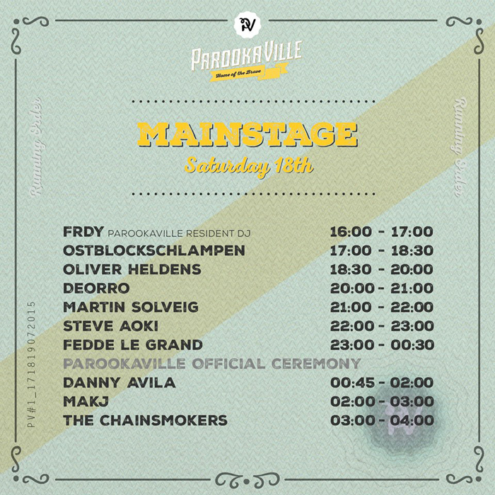 Parookaville Timetable Saturday