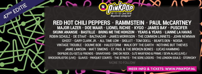 Pinkpop 2016 Line-Up